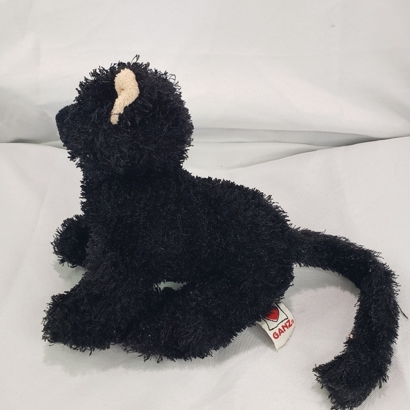 Ganz Webkinz Black Cat Plush Stuffed Toy 8 Inch HM135 Green Eyes Curly No Code - Picture 3 of 7